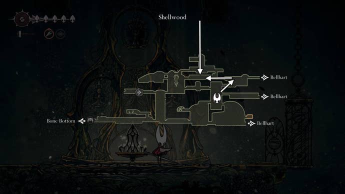 The location of Sister Splinter is marked on the Shellwood map in Hollow Knight: Silksong