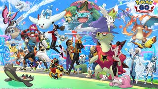 Pokémon Go's sixth anniversary artwork, featuring Mateo and a mystery lady.